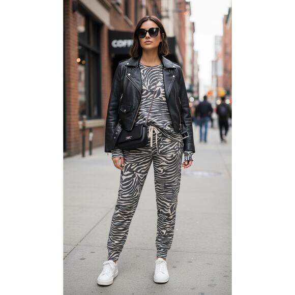 Express Zebra Print Lounge Set Top & Joggers | Cozy Animal Print | L/XL - Picture 4 of 16